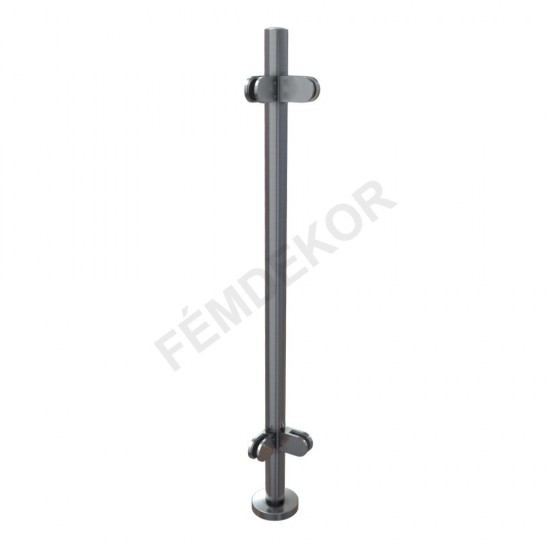 Talpra szerelt cső oszlop üvegkorláthoz (sarok, kapaszkodó nélkül)