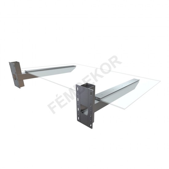 Lapmegfogásos üveg előtető (1700x1200, 80x80mm-es zártszelvényből, szigetelés alá szerelhető)