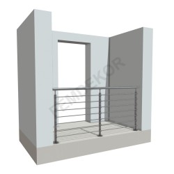 Pálcás rozsdamentes korlát egyenes 2m (7 sor, talpra)