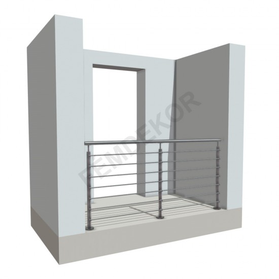 Pálcás rozsdamentes korlát egyenes 2m (7 sor, talpra) Pálcás rozsdamentes korlát egyenes 2m (7 sor, talpra)