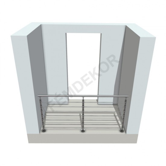Pálcás rozsdamentes korlát egyenes 2m (7 sor, talpra) Pálcás rozsdamentes korlát egyenes 2m (7 sor, talpra)