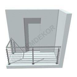 Pálcás korlát L alak 1120x2650 (7 sor, talpra)