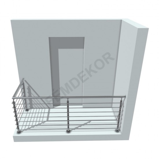 Pálcás korlát L alak 1120x2650 (7 sor, talpra)