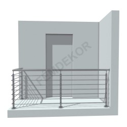 Pálcás korlát L alak 1120x2650 (7 sor, talpra)